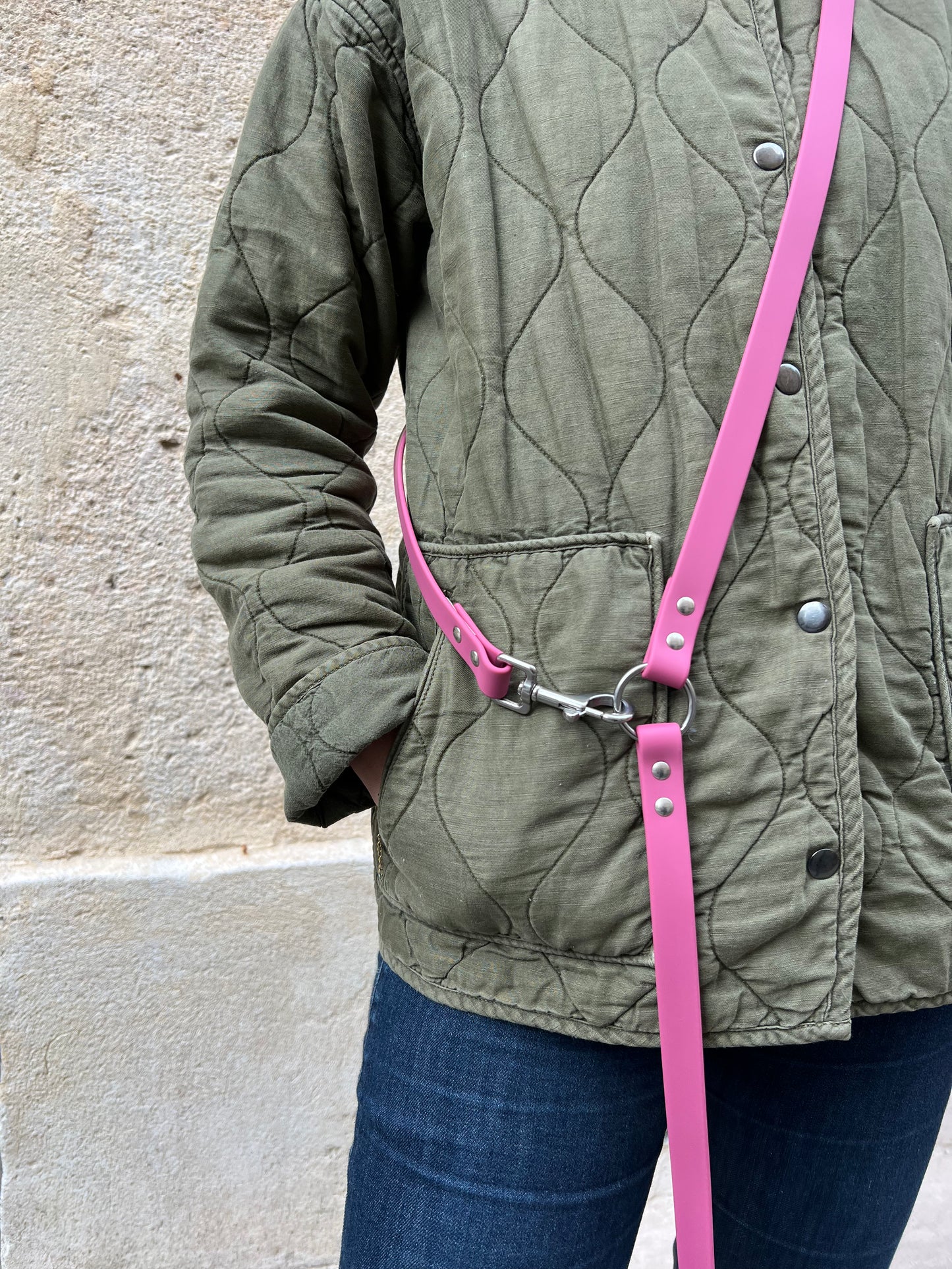 Laisse multi-positions waterproof rose Framboise